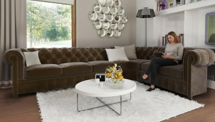 Chesterfield Couch Żywy krajobraz Narożnikowa kanapa Ustawić Narożnikowa kanapa Zestaw narożny