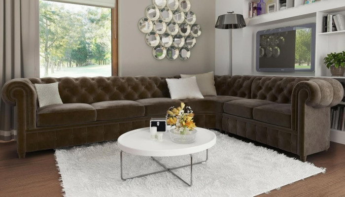 Chesterfield Couch Żywy krajobraz Narożnikowa kanapa Ustawić Narożnikowa kanapa Zestaw narożny