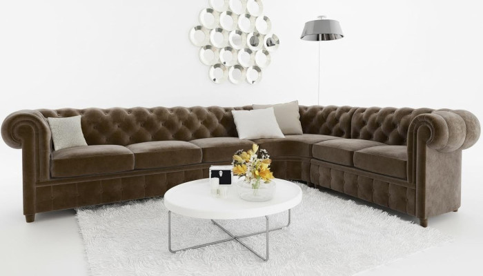 Chesterfield Couch Żywy krajobraz Narożnikowa kanapa Ustawić Narożnikowa kanapa Zestaw narożny