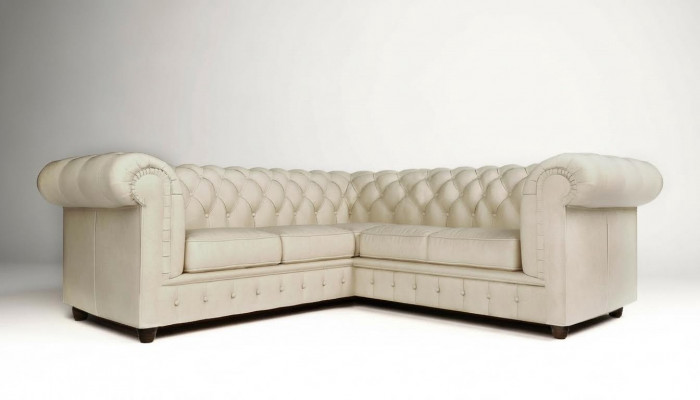 Chesterfield Narożnikowa kanapa L-Shape Material Design Couch Podkładka Siedziba Sofa Włókienniczy