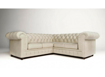 Chesterfield Narożnikowa kanapa L-Shape Material Design Couch Podkładka Siedziba Sofa Włókienniczy