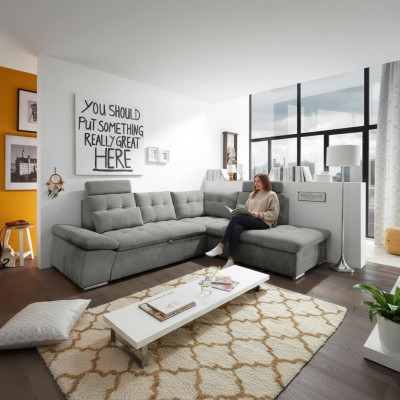Design Narożnikowa kanapa Sofa rozkładana w kształcie litery L Funkcja łóżka Podkładka rozkładana sofa Włókienniczy