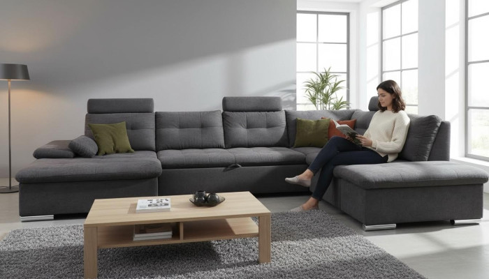 Narożnikowa kanapa Sofa w kształcie litery U Żywy krajobraz Ustawić Materiał sof funkcja spania