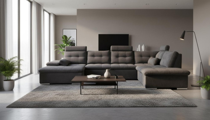 Narożnikowa kanapa Sofa w kształcie litery U Żywy krajobraz Ustawić Materiał sof funkcja spania