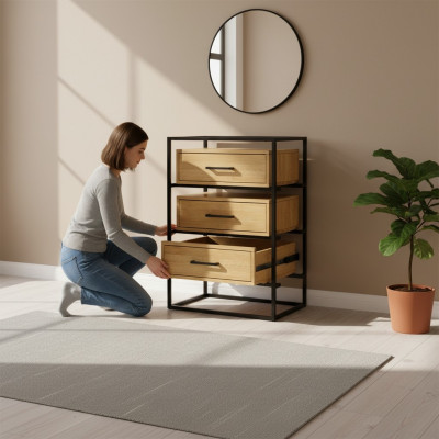Designerski Loft Kredens Kredens Szafa Living Pokój Półka Luxury Metal Komody
