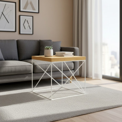 Stolik boczny stolik kawowy Oryginalne drewno Solidne Meble Dąb 55x55cm Nowe stoły