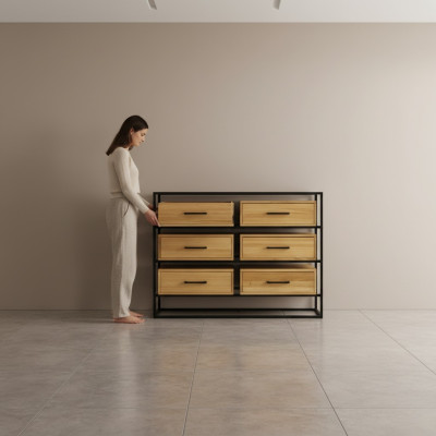 Designerska komoda Armoires Étagère Authentique Bois Side Low Board