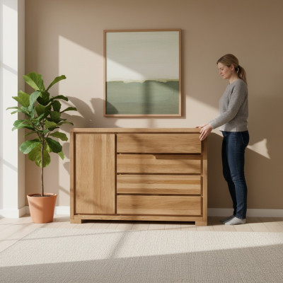 Drewno Design Komody Kredens Szafa szafka wysoka Komoda Kredens z szufladami