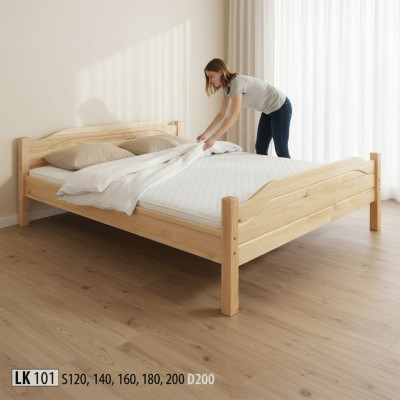 Łóżko drewniane Oryginalne Drewno Podwójne łóżko Sypialnia Hotel 180x200 Style Massive Meble