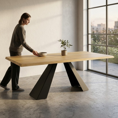Stół obiadowy Drewno stoły Living Jadalnia Pokój Tabela Solidne drewno 240x100cm Stoły do ​​jadalni Solidny