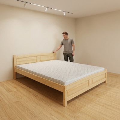 Łóżko 200x200cm Lite drewno -Łóżko Solidne drewno rama łóżka Podwójne łóżko