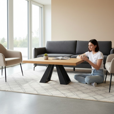 stolik kawowy Sofa stoły Bok sofy Tabela Oryginalne Drewno Massive Meble 100x60cm