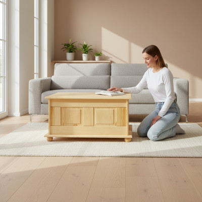 Deko Box Lite drewno Meble Drewno Meble Praca fizyczna Schatule Skrzynia Prawdziwe drewno 86x45cm