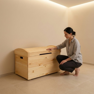 Deko Box Lite drewno Meble Drewno Meble Praca fizyczna Schatule Skrzynia Prawdziwe drewno 90x55cm