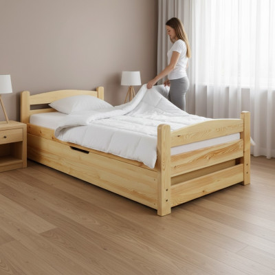 Sypialnia Łóżko Drewniane Oryginalne Drewno Łóżko Łóżko Hotel 90x200 Style Massive Meble