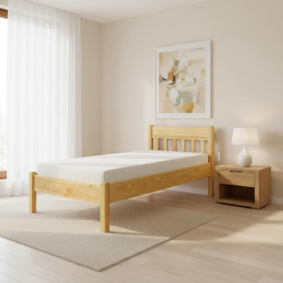 Łóżko Solidne drewno 100x200 łóżko jednoosobowe sosnowe Łóżko młodzieżowe Solidny łóżko z litego drewna