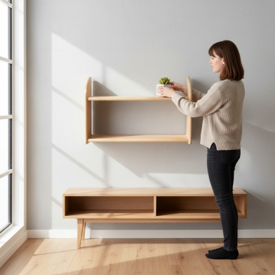 Projektant Szafa półka ścienna Ściana Półki Living Pokój Szafki Office Meble Lite drewno