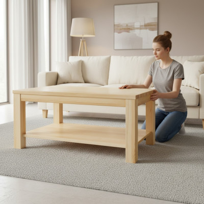 Stolik drewniany Stoliki do kawy z Drewno masywny salon Meble 120x70cm stoły Solidny