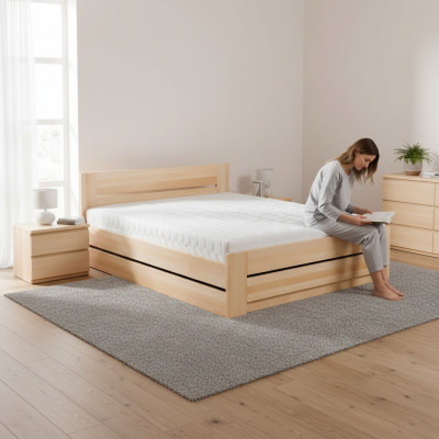 Łóżko 180x200cm Łóżko z litego drewna Podwójne łóżko podwójne Sypialnia Meble Nowość