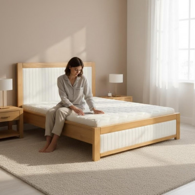 Łóżko Solidne drewno Podwójne łóżko małżeńskie Buk Sypialnia Meble Drewno 180x200cm Nowe