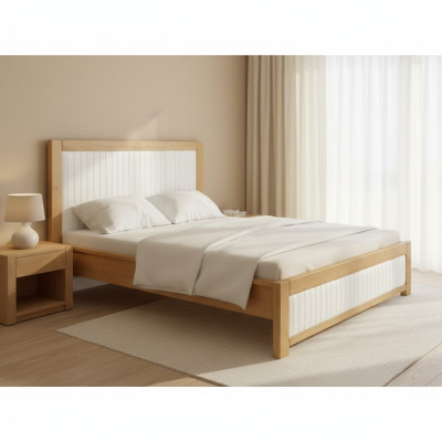 Łóżko Solidne drewno Podwójne łóżko małżeńskie Buk Sypialnia Meble Drewno 180x200cm Nowe