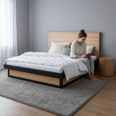 Designerskie łóżko drewniane xxl 180x200cm Łóżko Podwójne łóżko Prawdziwe drewno Sypialnia łóżka hotelowe
