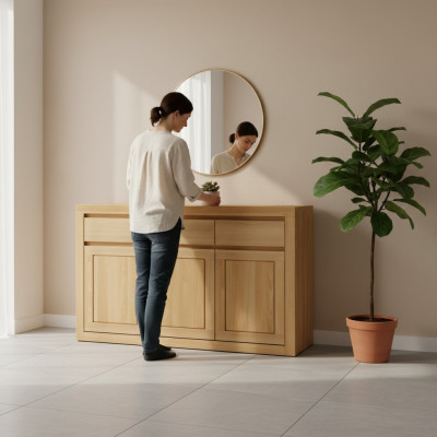 Projektant Kredens Solidne drewno Komody Szafa Szafki Prawdziwe Drewno dąb 140x90cm
