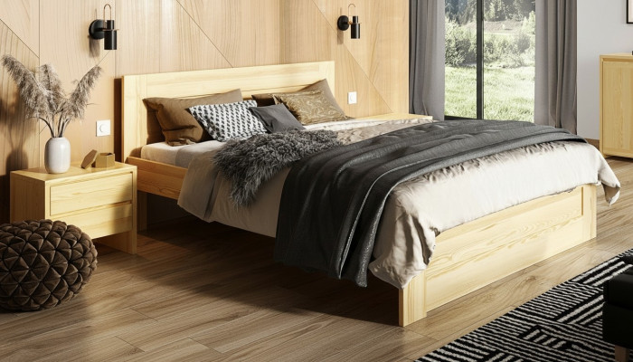 Sypialnia 3 szt. Zestaw Oryginalne Drewno Łóżko z 2x Szafki nocne 180x200cm Solidne drewno