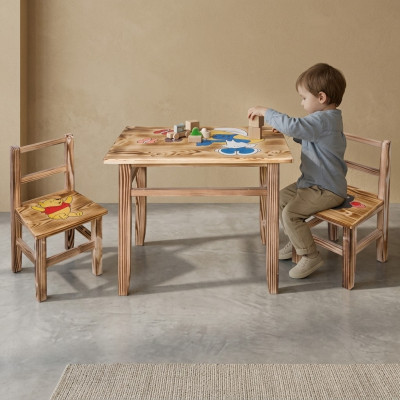Zestaw stolików dziecięcych 3 sztuki, stół z 2 krzesłami, meble dziecięce, dla żłobek
