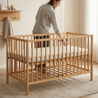 Łóżeczko dziecięce łóżko składane 120x60 Lite drewno Meble Drewno Meble Praca fizyczna