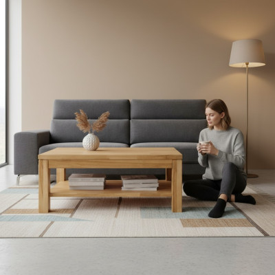 Lite naturalny drewniany stolik kawowy masywny Drewno Meble stolik do salonu o eleganckim wyglądzie