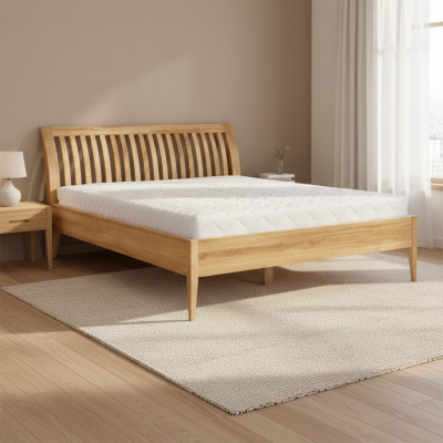 Łóżko Solidne drewno Podwójne łóżko małżeńskie Buk Sypialnia Meble Drewno 160x200cm Nowe