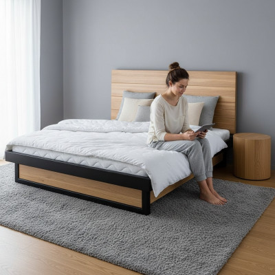 Nowoczesne Łóżko Oryginalne Drewno 160x200cm Design Łóżko Rama Łóżka Styl Dąb Nowość