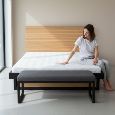 Łóżko Podwójne Łóżko Podwójne Dębowe Łóżko Drewniane 120x200 Rama Łóżka Solidne Meble łóżka
