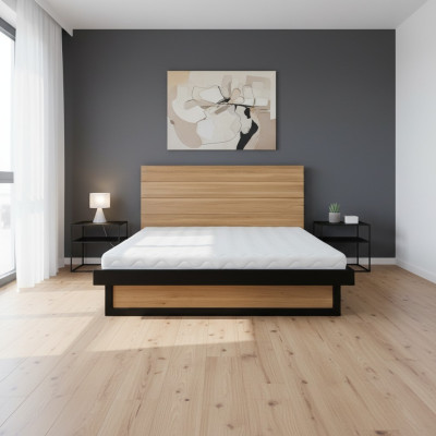 Łóżko Podwójne Łóżko Podwójne Dębowe Łóżko Drewniane 120x200 Rama Łóżka Solidne Meble łóżka