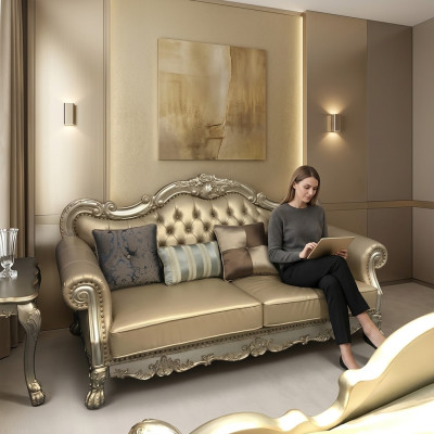 Klasyczne 3 miejsce do siedzenia Sofa Sofa Sofa Podkładka Sofy Kanapy Barok