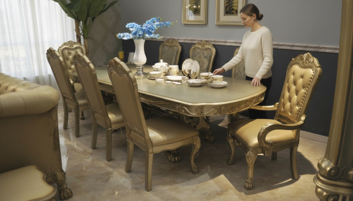 Royal Stół obiadowy z 6x krzesła Kompletna dekoracja jadalnia 7 sztuk.