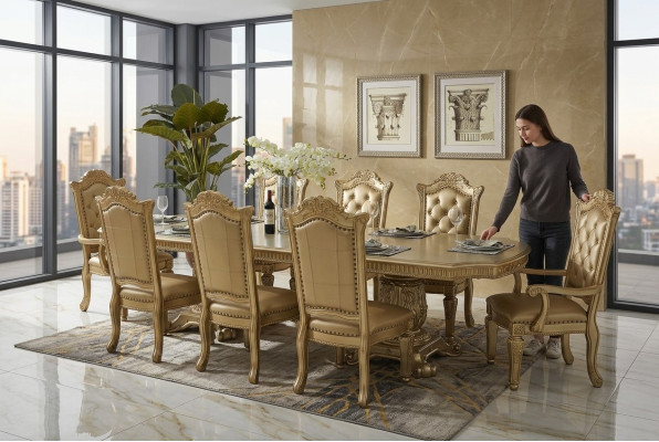 Stół obiadowy stoły do ​​jadalni Stoły Tabela Office Design Classic Drewno Deco Baroque