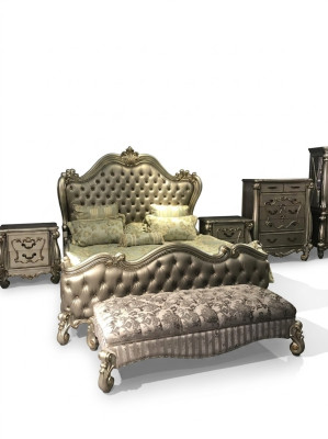 Łóżko Design Podwójne łóżko luksusowe Klasyczne barokowe rokoko Chestgerfield