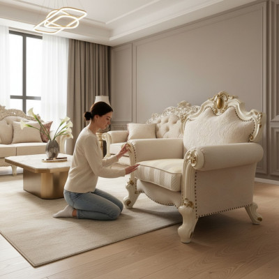Włókienniczy Fotel 1 miejsce siedzące Sofa Podkładka Sofy Design Classic Luxury Baroque