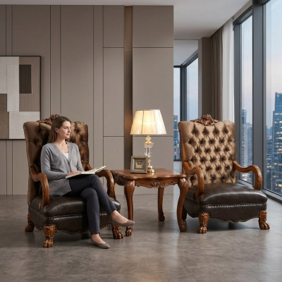 Zestaw do salonu 2x Fotel + Stolik Tabela Sofa Kanapa Chesterfield