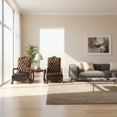 Zestaw do salonu 2x Fotel + Stolik Tabela Sofa Kanapa Chesterfield