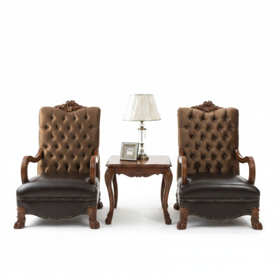 Zestaw do salonu 2x Fotel + Stolik Tabela Sofa Kanapa Chesterfield