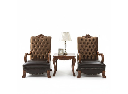 Zestaw do salonu 2x Fotel + Stolik Tabela Sofa Kanapa Chesterfield