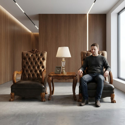 Skóra Lounge New Chesterfield Fotel Projektant Krzesło Relaks Podkładka Materiał