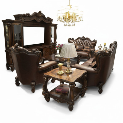 Zestaw sofowy 321 miejsce do siedzenia Sofa Sofa Skóra Ustawić Podkładkę Zestaw Baroque