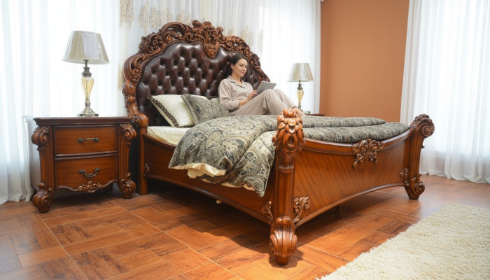 Łóżko Podkładka Design Luksusowe podwójne łóżko hotelowe Sleep Pokój Deko Skóra