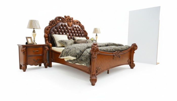 Łóżko Podkładka Design Luksusowe podwójne łóżko hotelowe Sleep Pokój Deko Skóra
