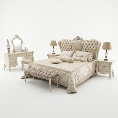 Łóżko Podkładka Design Luksusowe podwójne łóżko hotelowe Sleep Pokój Skóra Chesterfield Nowe