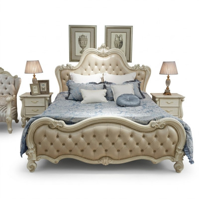 Design Łóżko Double Luxury Spanie Pokój łóżko Skóra Hotel 180x200cm